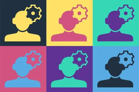 Pop art Solution to the problem in psychology icon isolated on color background Stock Illustration