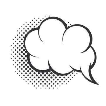 Pop art speech bubble cloud halftone style linear design, white background 스톡 일러스트