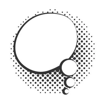 Pop art speech bubble cloud halftone style linear design, white background 스톡 일러스트