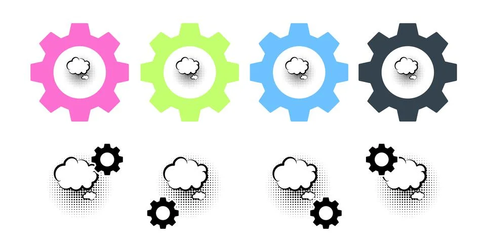 Pop art, speech bubble, cloud vector icon in gear set illustration for ui and ux Stock Illustration