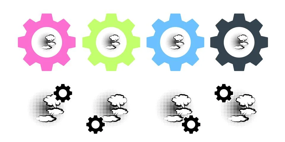 Pop art, speech bubble, clouds vector icon in gear set illustration for ui and 스톡 일러스트