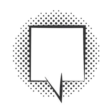 Pop art speech bubble comics book halftone style, linear design white background Illustrazione stock
