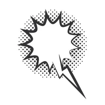 Pop art speech bubble, dialogue explosion shape icon, halftone style linear Stock Illustration