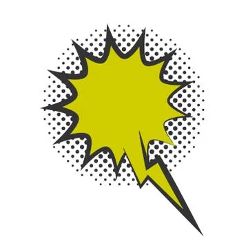 Pop art speech bubble, dialogue explosion shape icon, halftone style flat design Stock Illustration