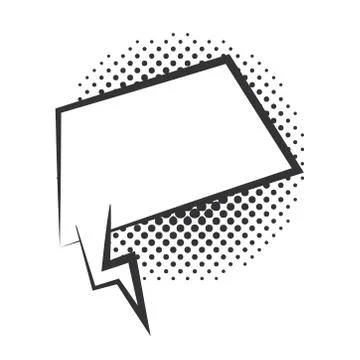 Pop art speech bubble empty comic cartoon, halftone style linear design white Stock Illustration