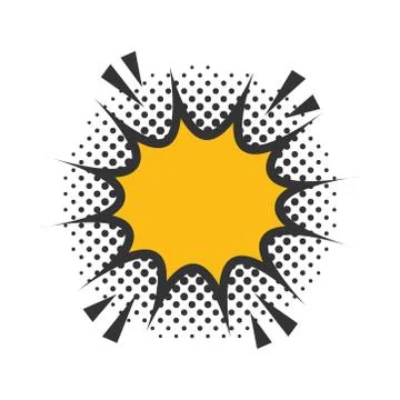 Pop art speech bubble explosion layout, halftone style flat design white Stockillustratie