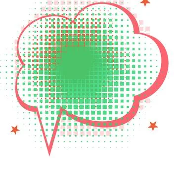 Pop Art Speech Bubble Graphic with Halftone Pattern and Stars - Comic Style.. Stock Illustration