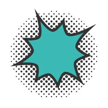 Pop art speech bubble green explosion, halftone style flat design white 스톡 일러스트
