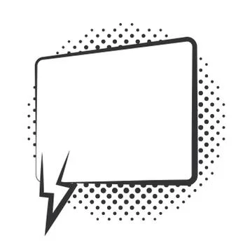 Pop art speech bubble, halftone style linear design white background Illustrazione stock