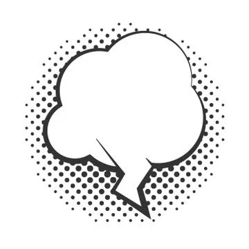 Pop art speech bubble halftone style cloud, linear design white background Stock Illustration