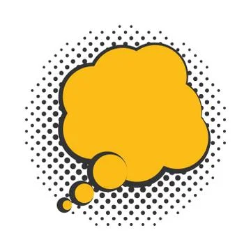 Pop art speech bubble, halftone style icon flat design white background Stock Illustration