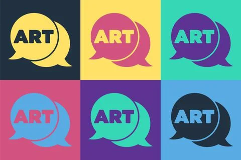 Pop art Speech bubble with text art icon isolated on color background. Message Stock Illustration