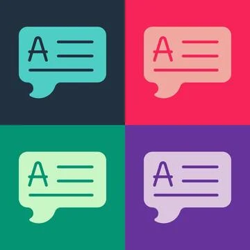 Pop art Speech bubbles with Answer icon isolated on color background. FAQ s.. Stock Illustration