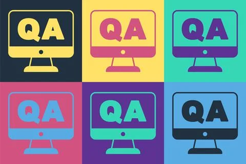 Pop art Speech bubbles with Question and Answer icon isolated on color Illustrazione stock