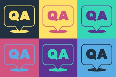 Pop art Speech bubbles with Question and Answer icon isolated on color backgr Illustrazione stock