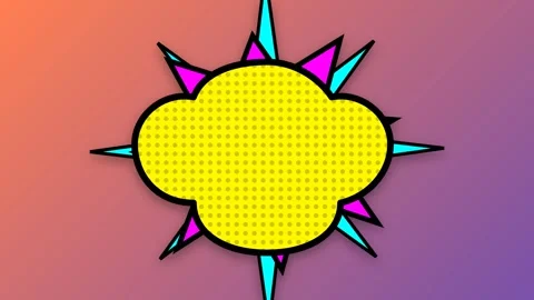 Pop Art Speech Cloud with Ben Day Dot Pattern and Kinetic Starburst for Com.. Stock Footage 348472393
