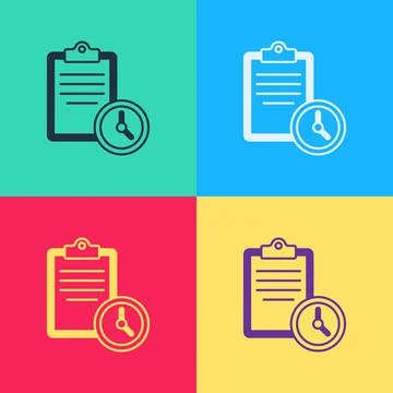 Pop art Sport training program or fitness plan icon isolated on color background 스톡 일러스트