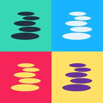 Pop art Stack hot stones icon isolated on color background. Spa salon accessory Stock Illustration