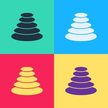 Pop art Stack hot stones icon isolated on color background. Spa salon accessory Stock Illustration