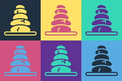 Pop art Stack hot stones icon isolated on color background. Spa salon accessory Stock Illustration