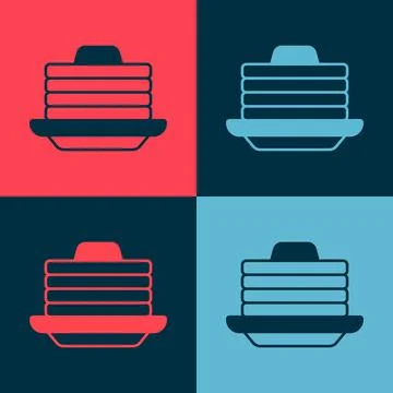 Pop art Stack of pancakes with honey icon isolated on color background 스톡 일러스트