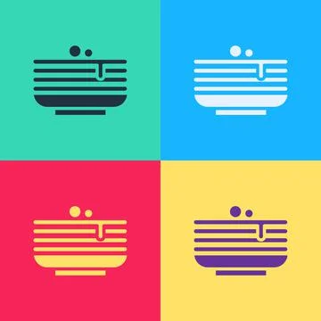 Pop art Stack of pancakes icon isolated on color background. Baking with syrup Illustrazione stock