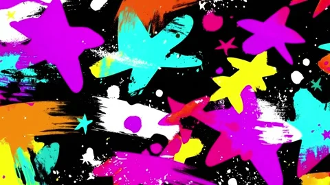 Pop Art Star Background With Neon Shapes on Black 動画素材 315539192