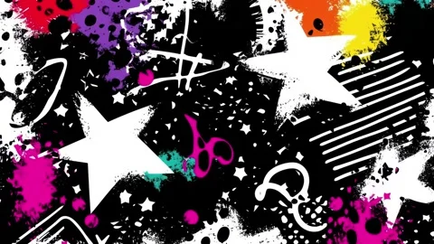 Pop Art Star Background With White Stars on Black Grunge Texture Видео 315539354