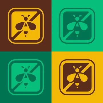 Pop art Stop bee icon isolated on color background. Sweet natural food. Honey Stock Illustration