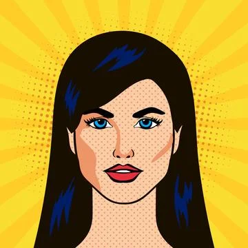 Pop art style comic background with beautiful woman face. Vector illustration Stock Illustration