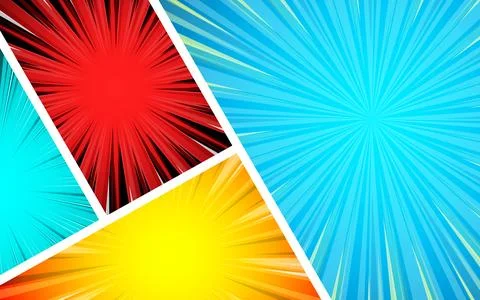 A pop art style comic book page template with halftone effects and speed li.. Stock Illustration