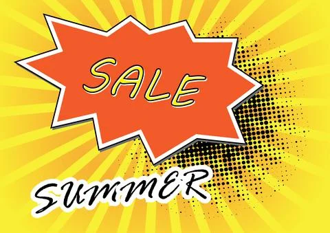 Pop Art style comic summer sale concept vector illustration. Stock Illustration
