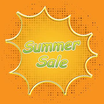 Pop Art style comic summer sale concept vector illustration. Stock Illustration