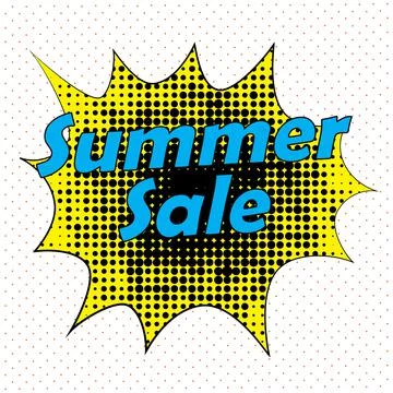 Pop Art style comic summer sale concept vector illustration. Stock Illustration