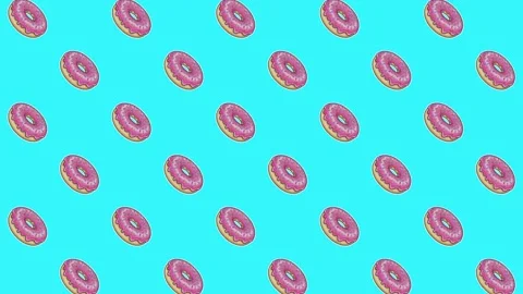 Pop-art style donut pattern animation. These hand-drawn aesthetic donuts Stock Footage 325720313