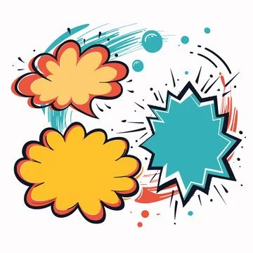 Pop art style explosion comic book speech bubbles, colorful dialogue sound Stock Illustration