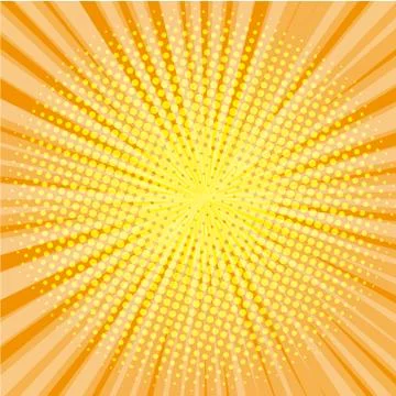 Pop art style halftone explosion with light rays. Stock Illustration