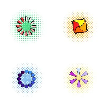 Pop art style loading buffer waiting icons Illustrazione stock