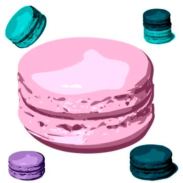 Pop art style macaron set. Macaroon almond cakes. Stock Illustration