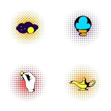 Pop art style magic and fortune telling icons Stock Illustration