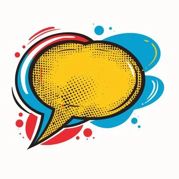 Pop art style speech bubble vivid colors retro comic book design. Speech bubble Stock Illustration