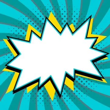 Pop art styled blue empty speech bubble template Stock Illustration