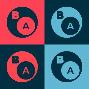 Pop art Subsets, mathematics, a is subset of b icon isolated on color background 스톡 일러스트