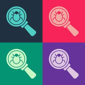 Pop art System bug concept icon isolated on color background. Code bug concept Stock Illustration