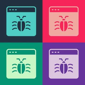 Pop art System bug concept icon isolated on color background. Code bug concept Stock Illustration