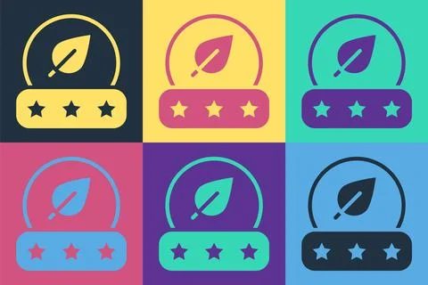 Pop art Tea leaf icon isolated on color background. Tea leaves.  Vector Stock Illustration
