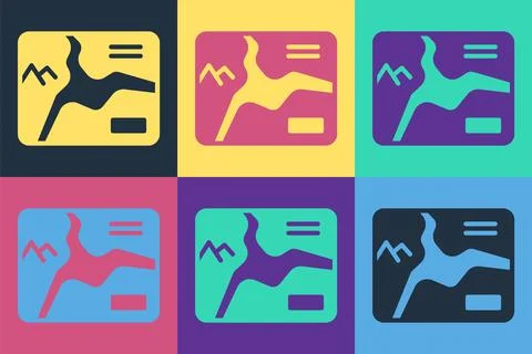Pop art Topographic map with route and coordinates icon isolated on color Stock Illustration