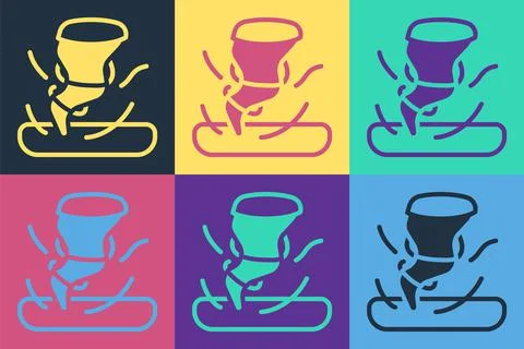 Pop art Tornado icon isolated on color background. Cyclone, whirlwind, storm Stock Illustration