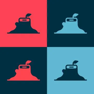 Pop art Tree stump icon isolated on color background.  Vector Stock Illustration