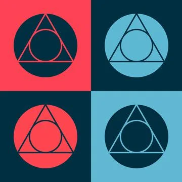 Pop art Triangle math icon isolated on color background. Vector Stock Illustration